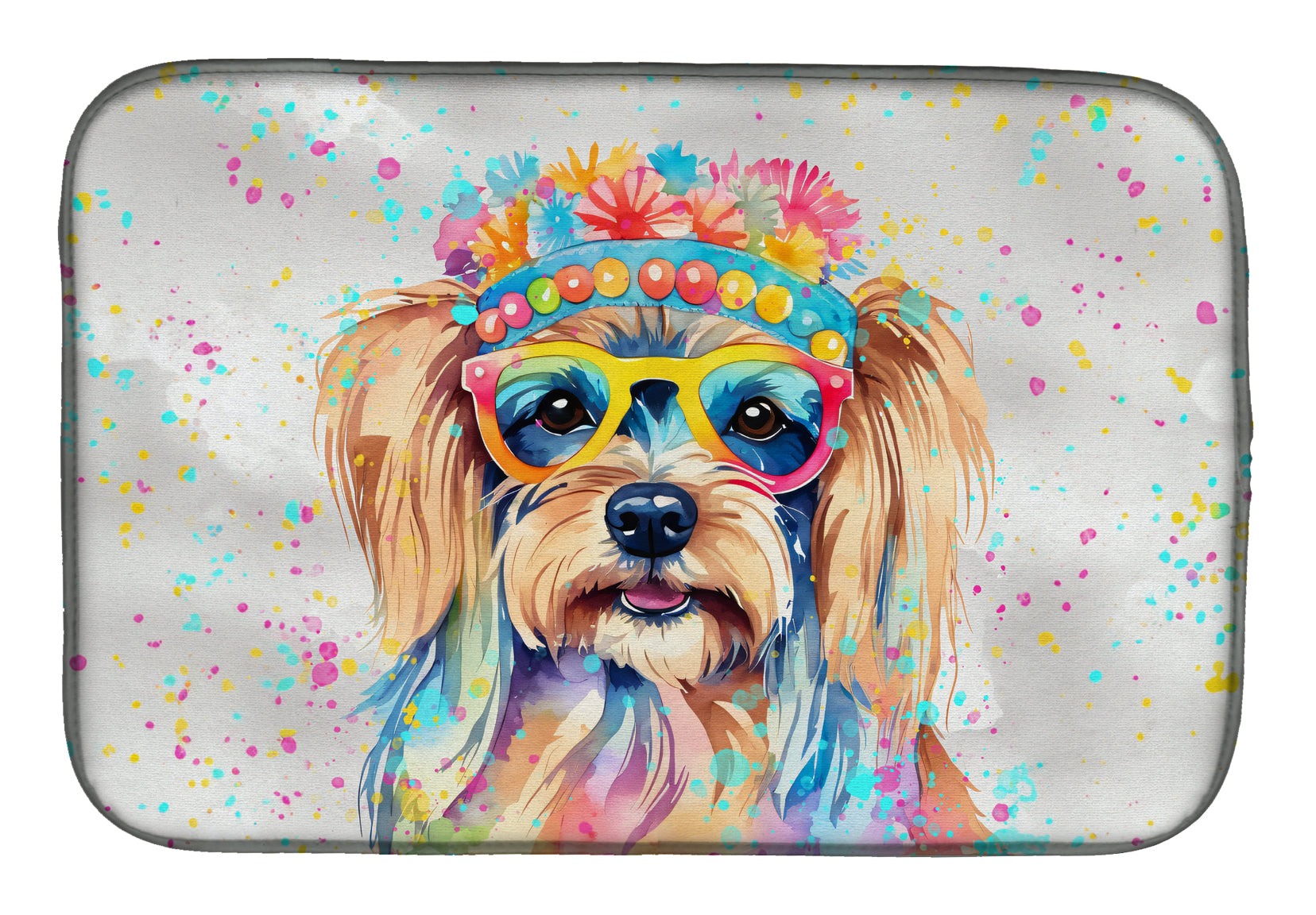 Caroline's Treasures Yorkshire Terrier Hippie Dawg Dish Drying Mat