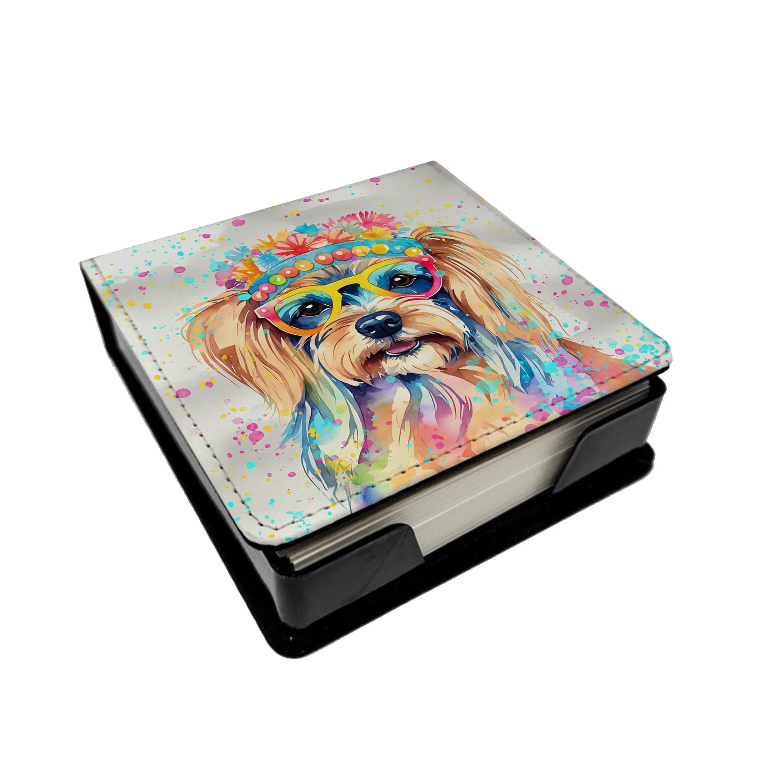 Caroline's Treasures Yorkshire Terrier Hippie Dawg PU Leather Note Paper Holder