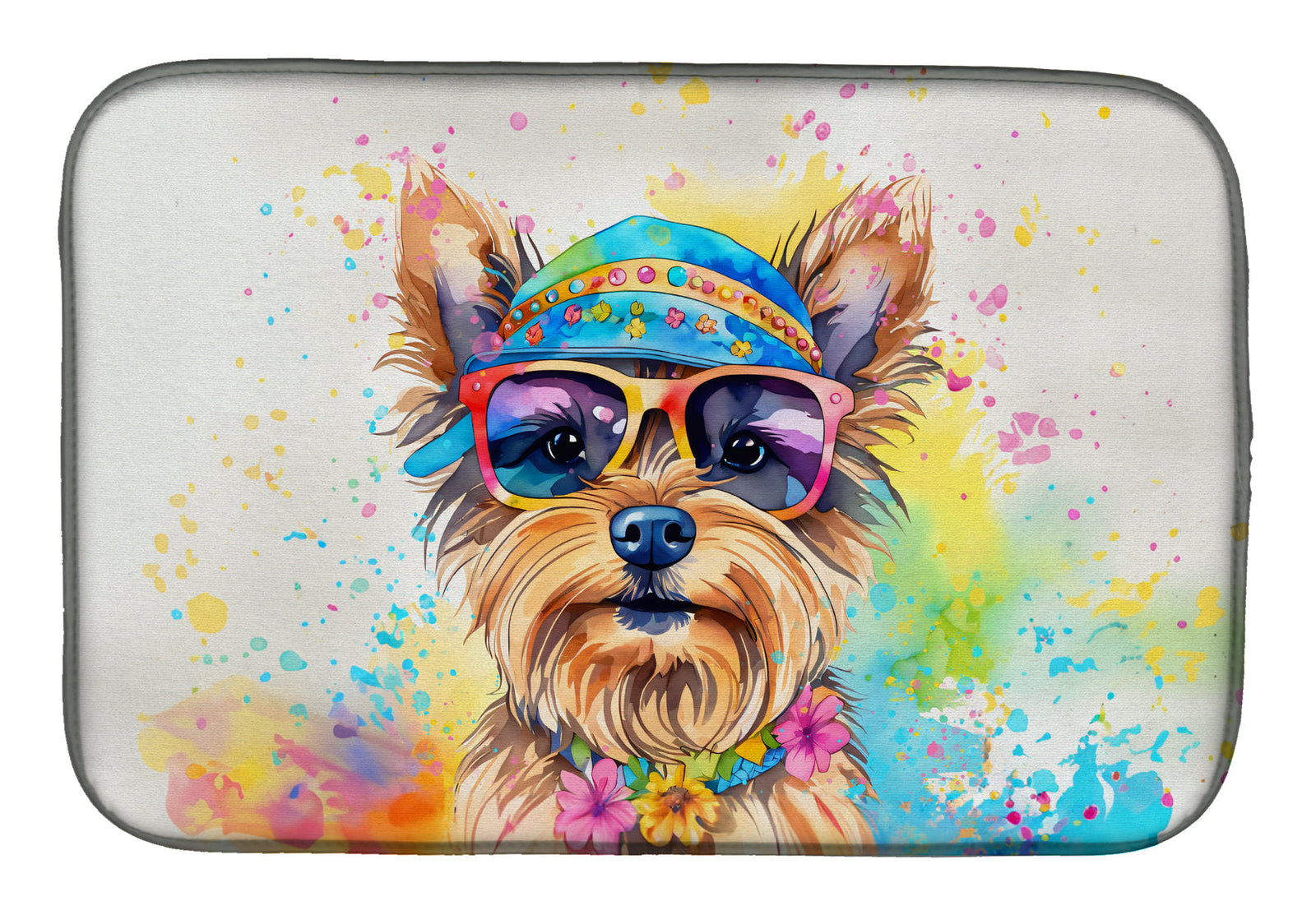 Caroline's Treasures Yorkshire Terrier Hippie Dawg Dish Drying Mat
