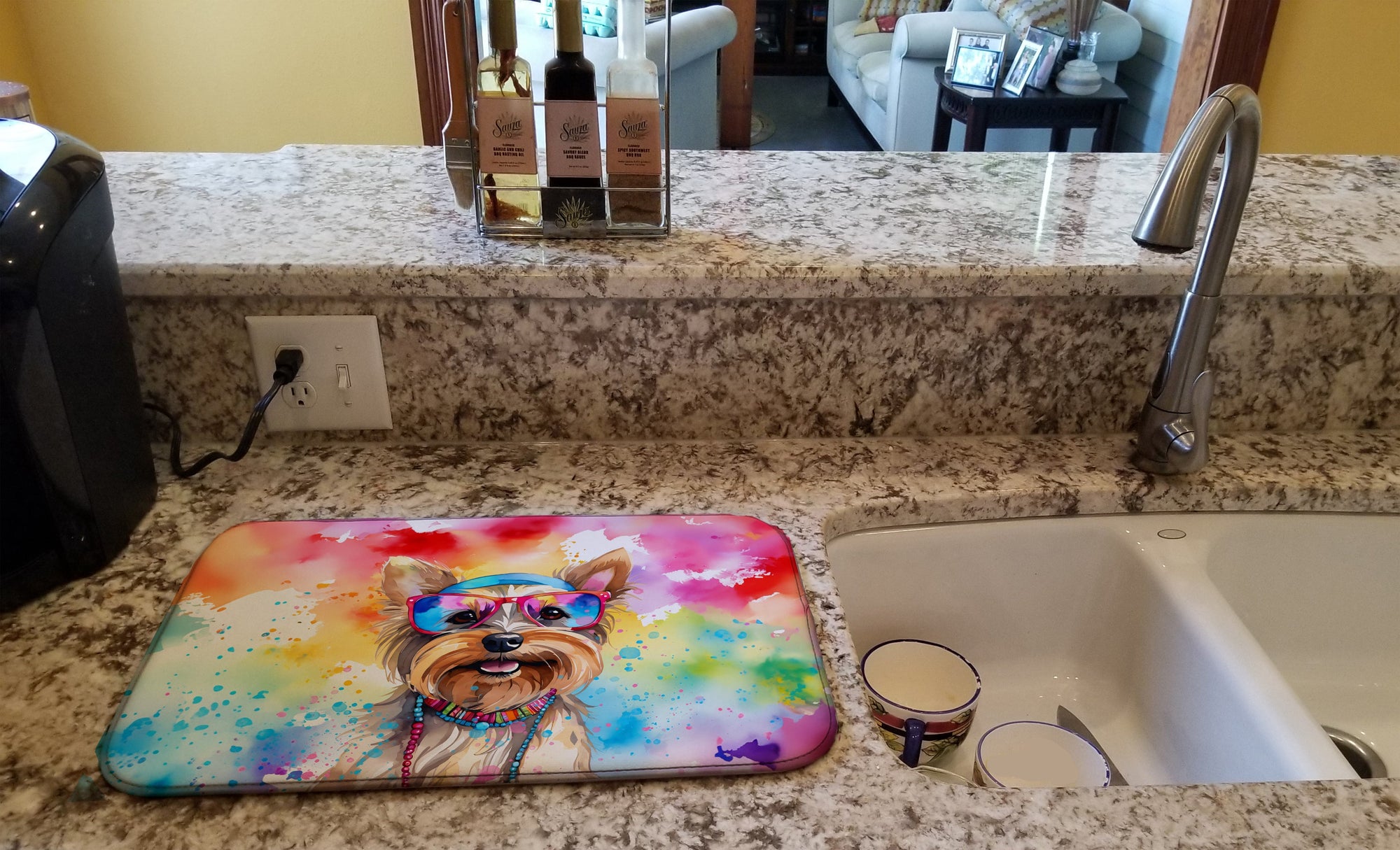 Caroline's Treasures Yorkshire Terrier Hippie Dawg Dish Drying Mat