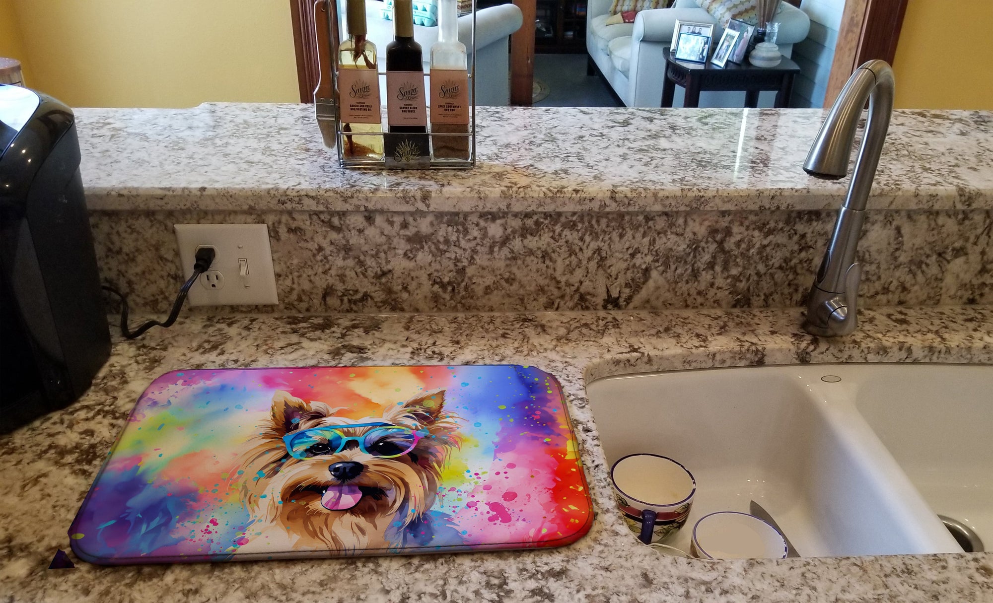 Caroline's Treasures Yorkshire Terrier Hippie Dawg Dish Drying Mat