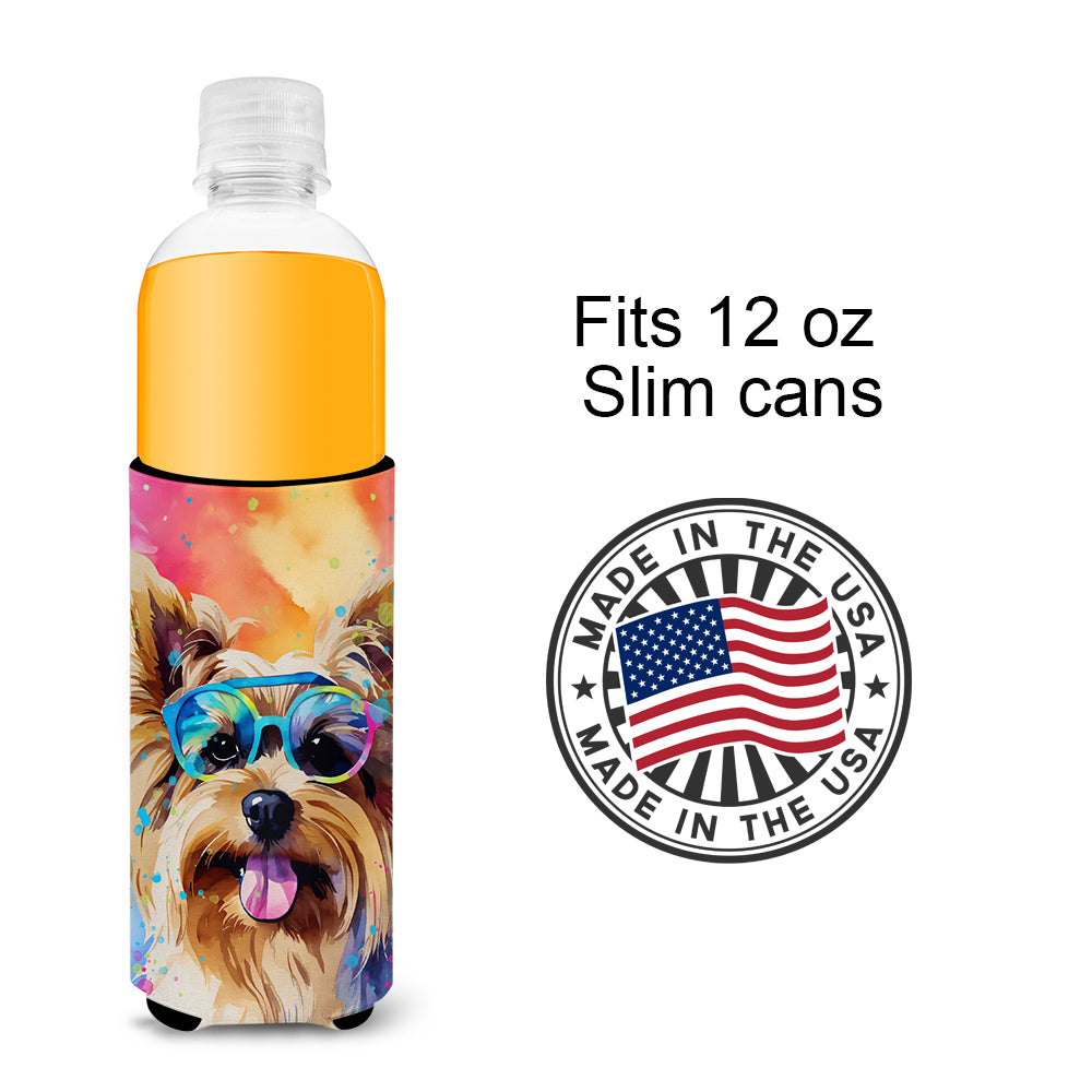 Yorkshire Terrier Hippie Dawg Hugger for Ultra Slim Cans