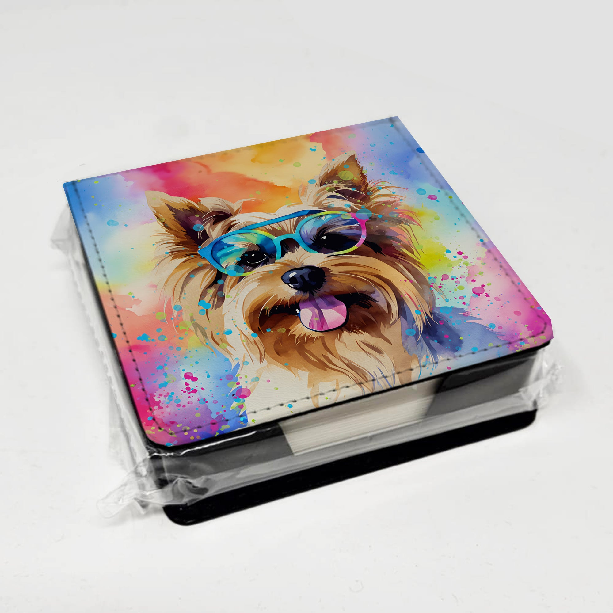 Caroline's Treasures Yorkshire Terrier Hippie Dawg PU Leather Note Paper Holder