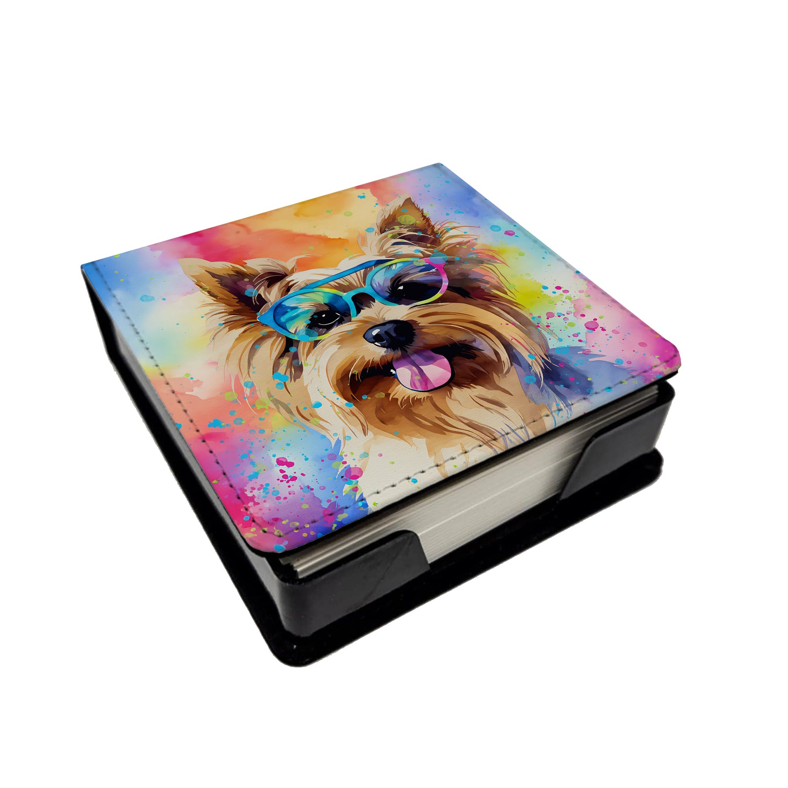Caroline's Treasures Yorkshire Terrier Hippie Dawg PU Leather Note Paper Holder