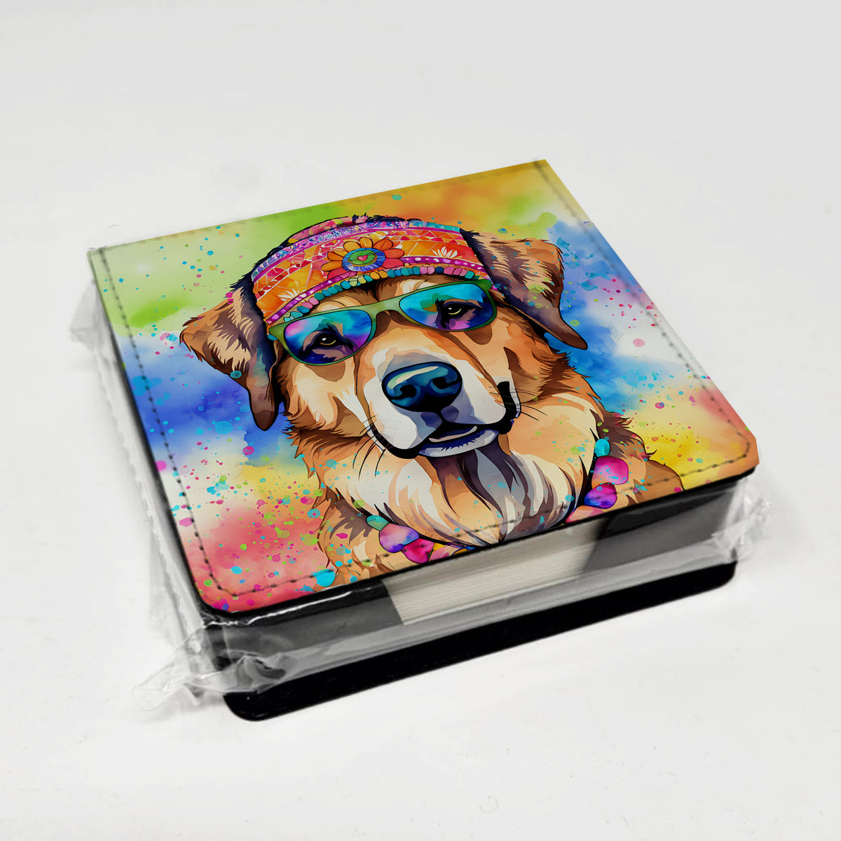 Caroline's Treasures Hippie Dawg PU Leather Note Paper Holder
