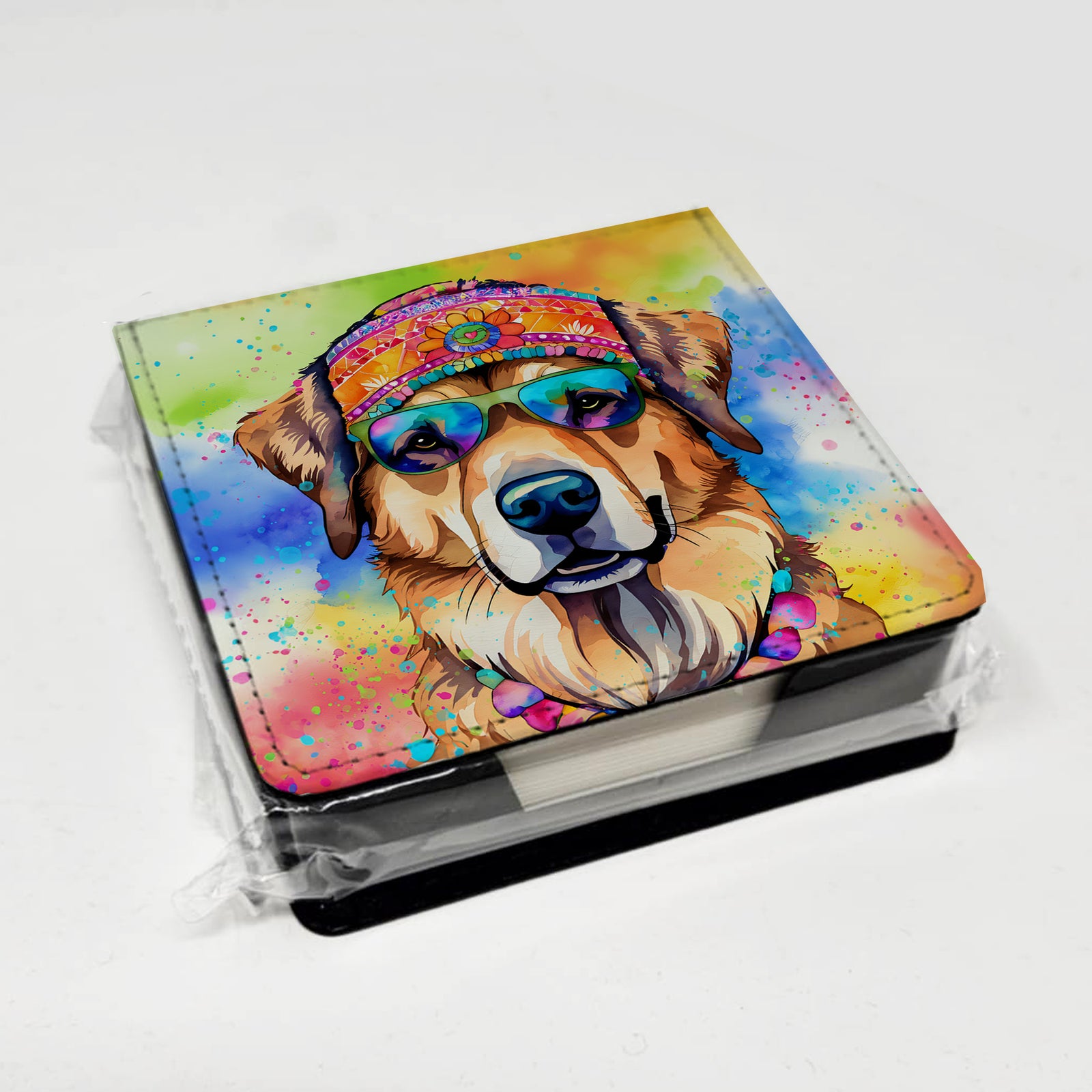 Caroline's Treasures Hippie Dawg PU Leather Note Paper Holder