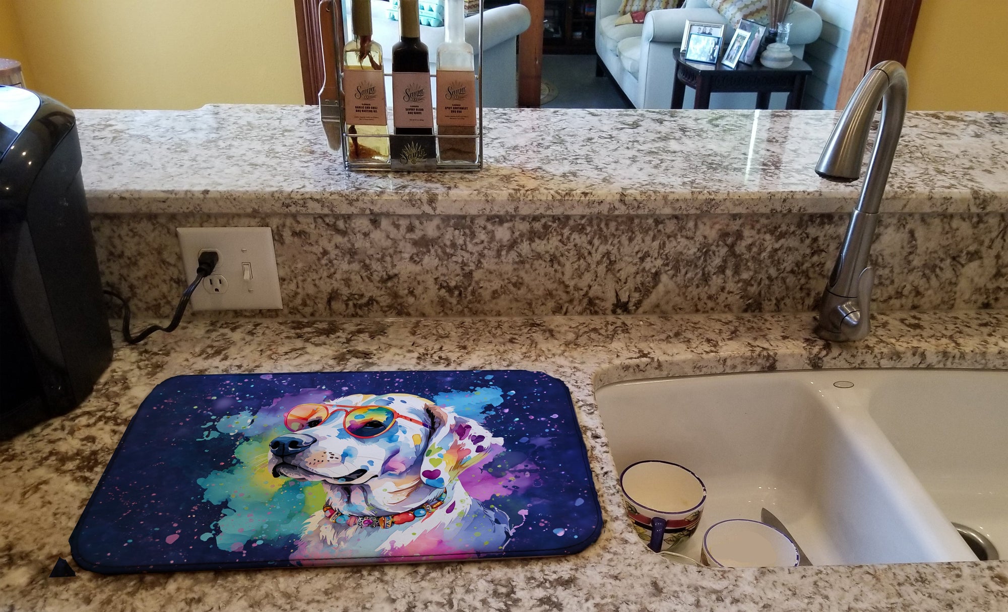 Caroline's Treasures Hippie Dawg Dish Drying Mat