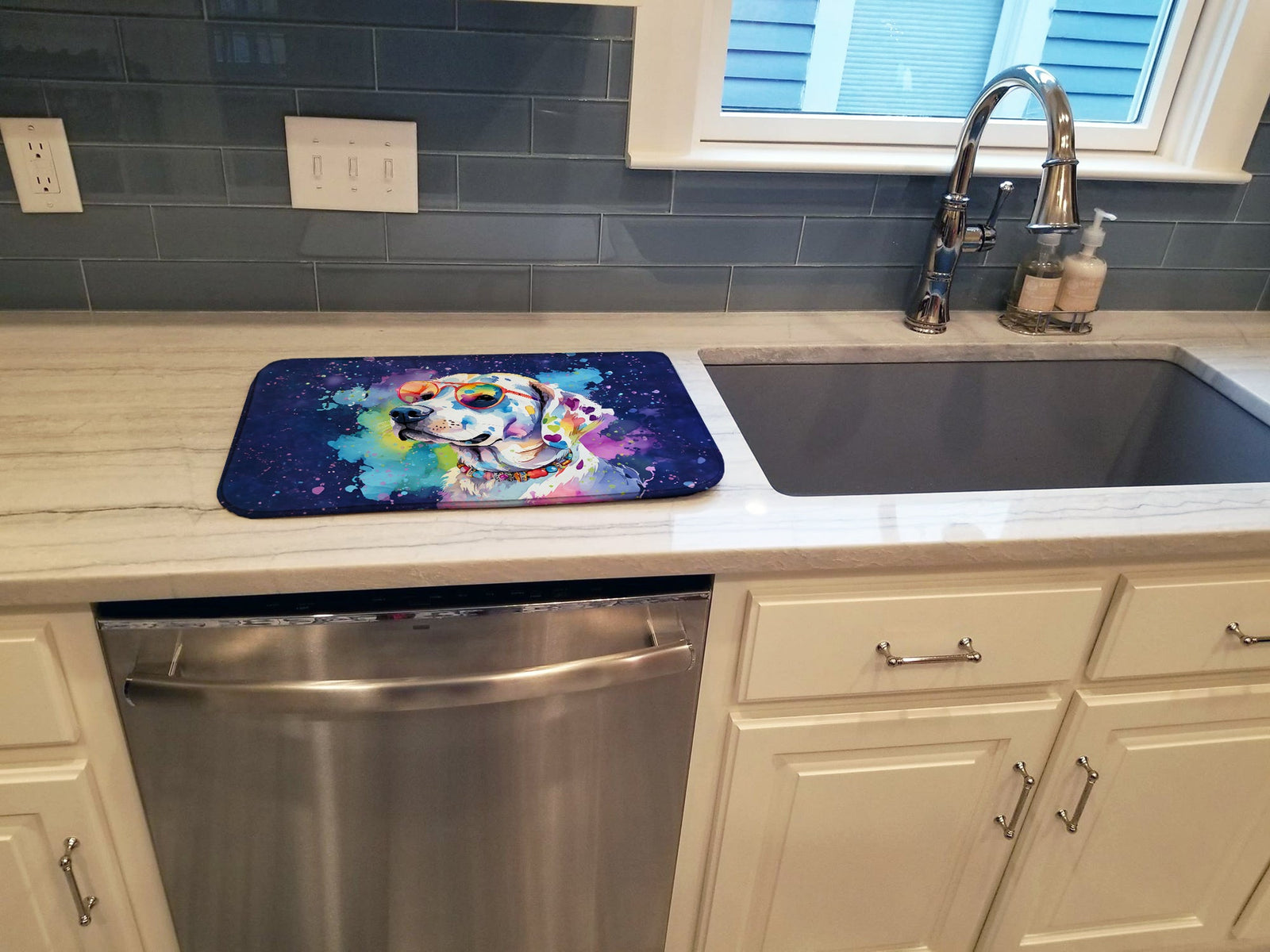 Caroline's Treasures Hippie Dawg Dish Drying Mat