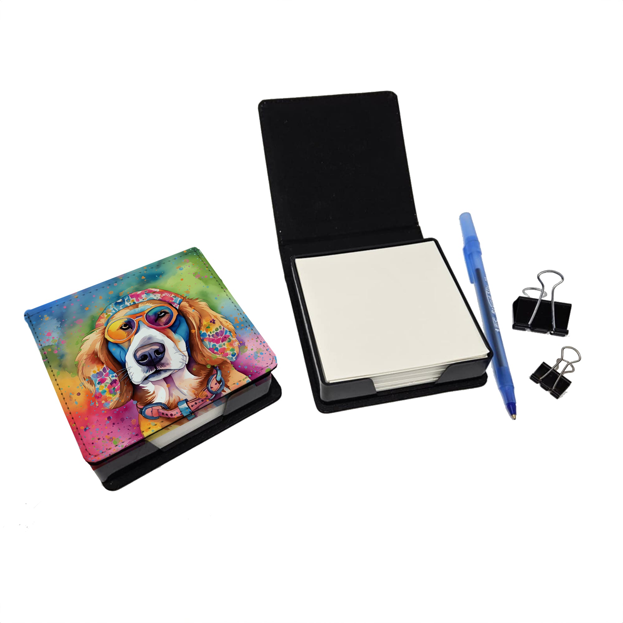 Caroline's Treasures Hippie Dawg PU Leather Note Paper Holder