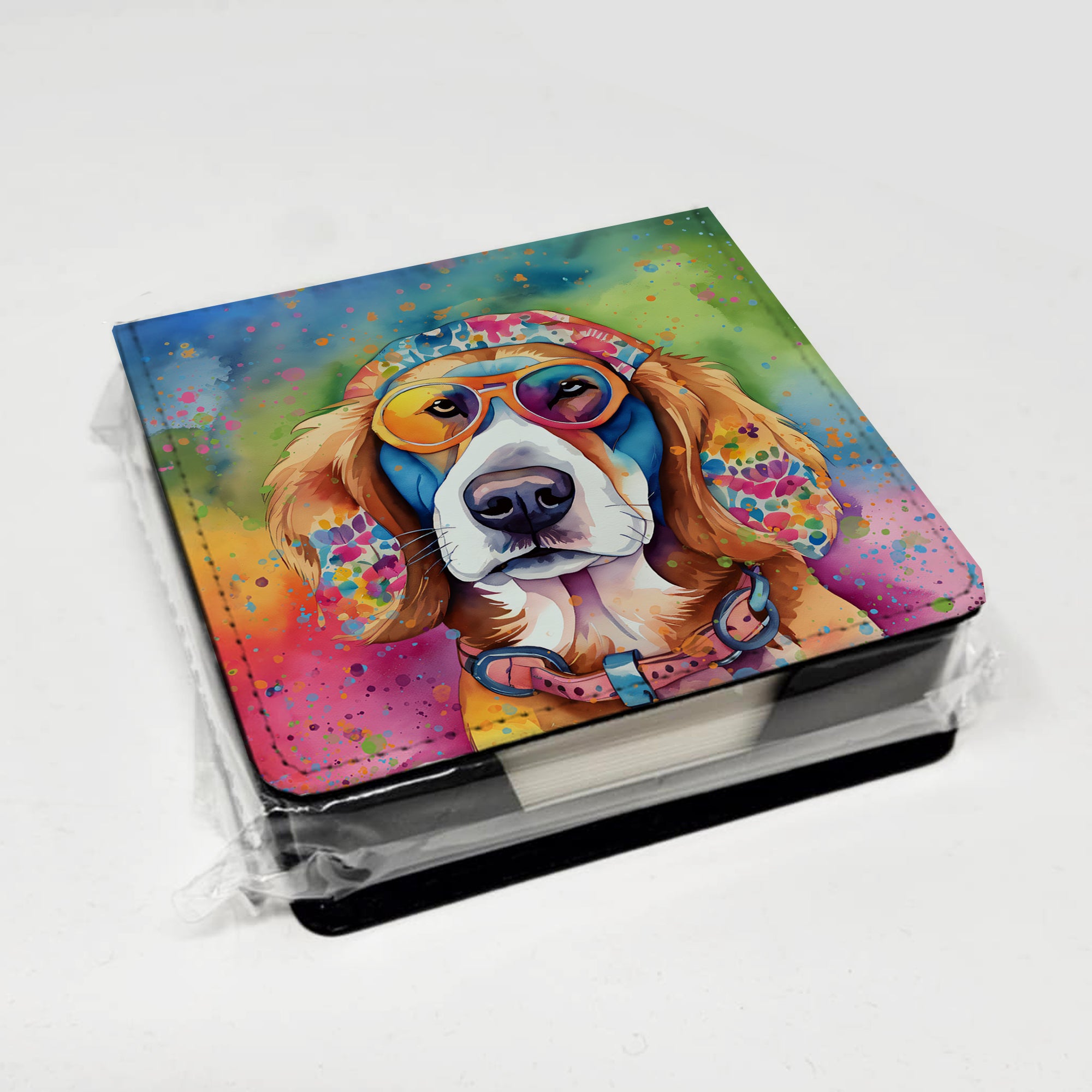 Caroline's Treasures Hippie Dawg PU Leather Note Paper Holder