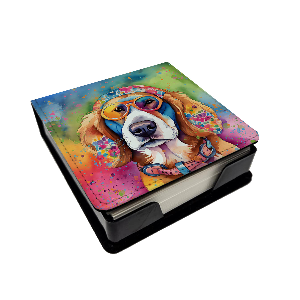 Caroline's Treasures Hippie Dawg PU Leather Note Paper Holder