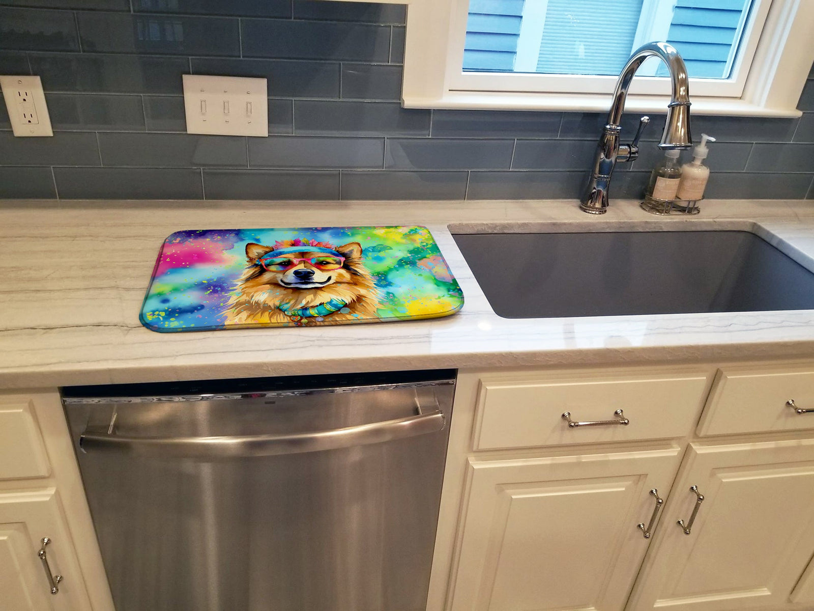 Caroline's Treasures Hippie Dawg Dish Drying Mat