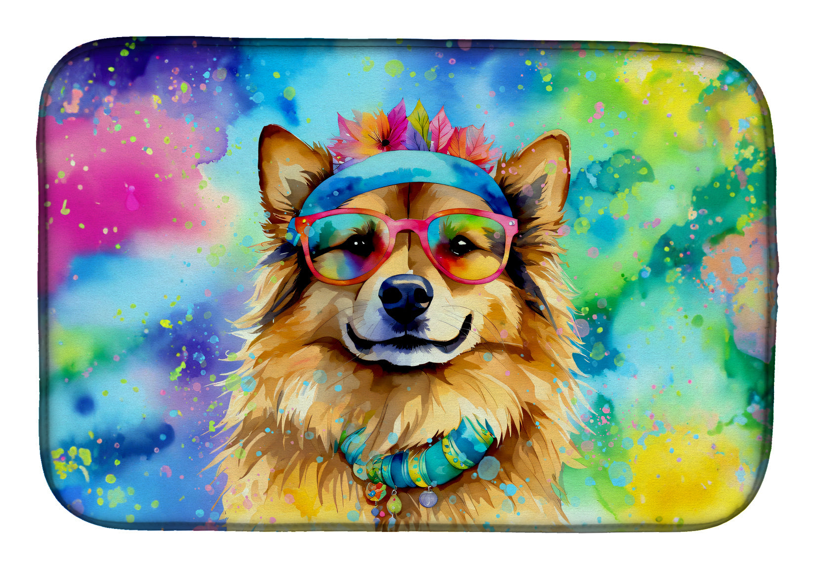 Caroline's Treasures Hippie Dawg Dish Drying Mat