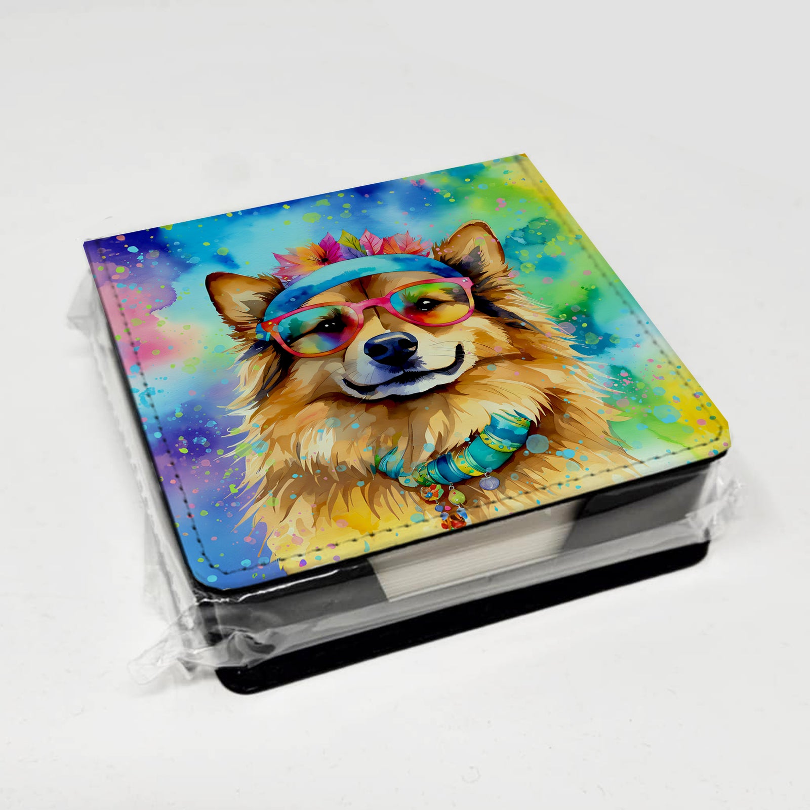 Caroline's Treasures Hippie Dawg PU Leather Note Paper Holder