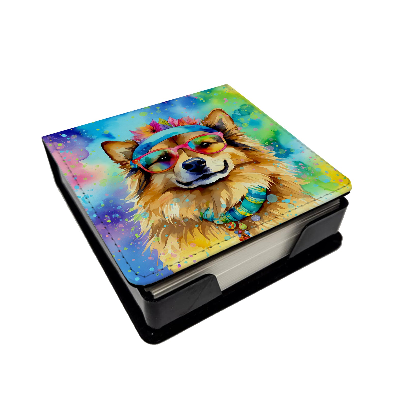 Caroline's Treasures Hippie Dawg PU Leather Note Paper Holder