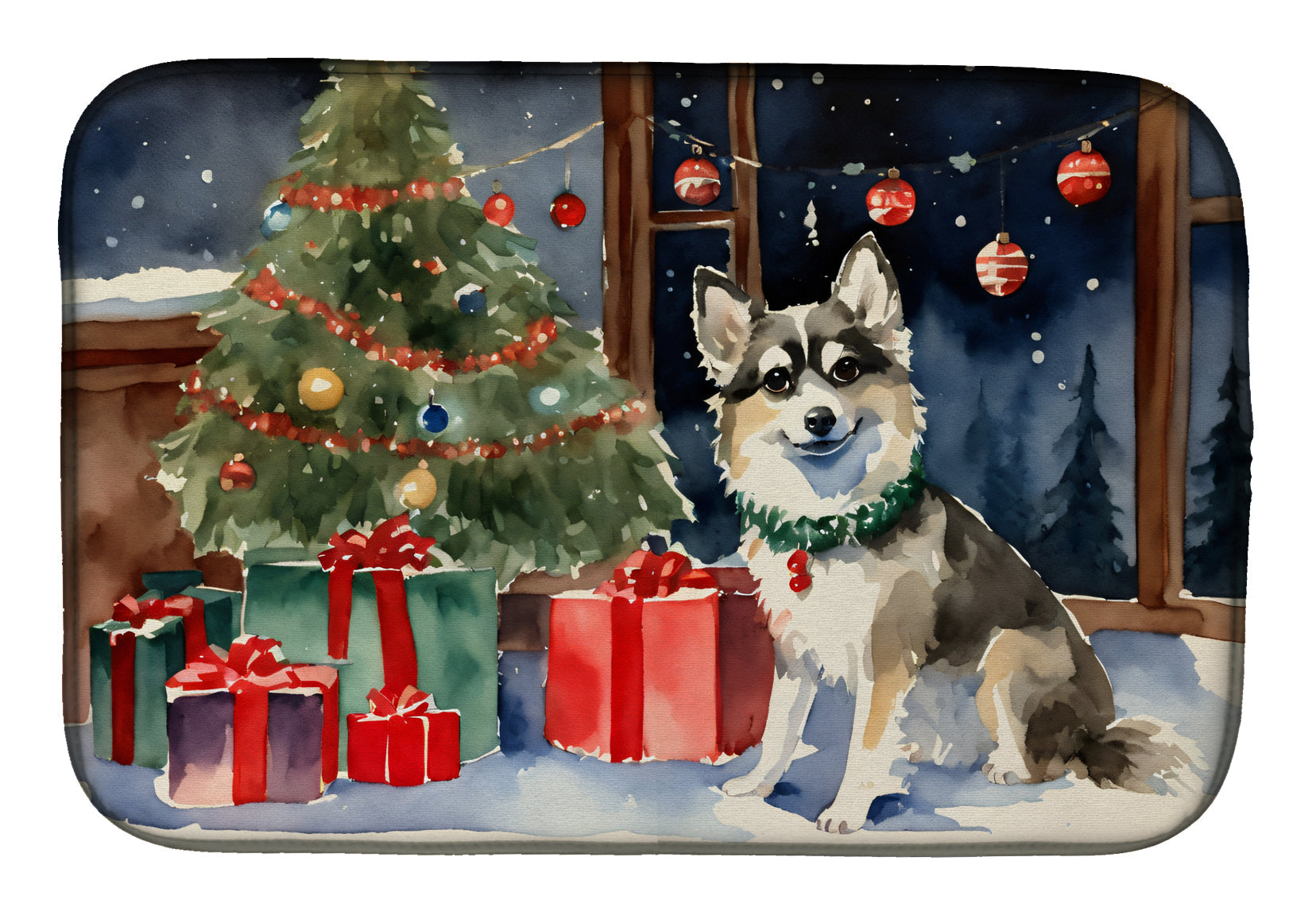 Caroline's Treasures Alaskan Klee Kai Cozy Christmas Dish Drying Mat