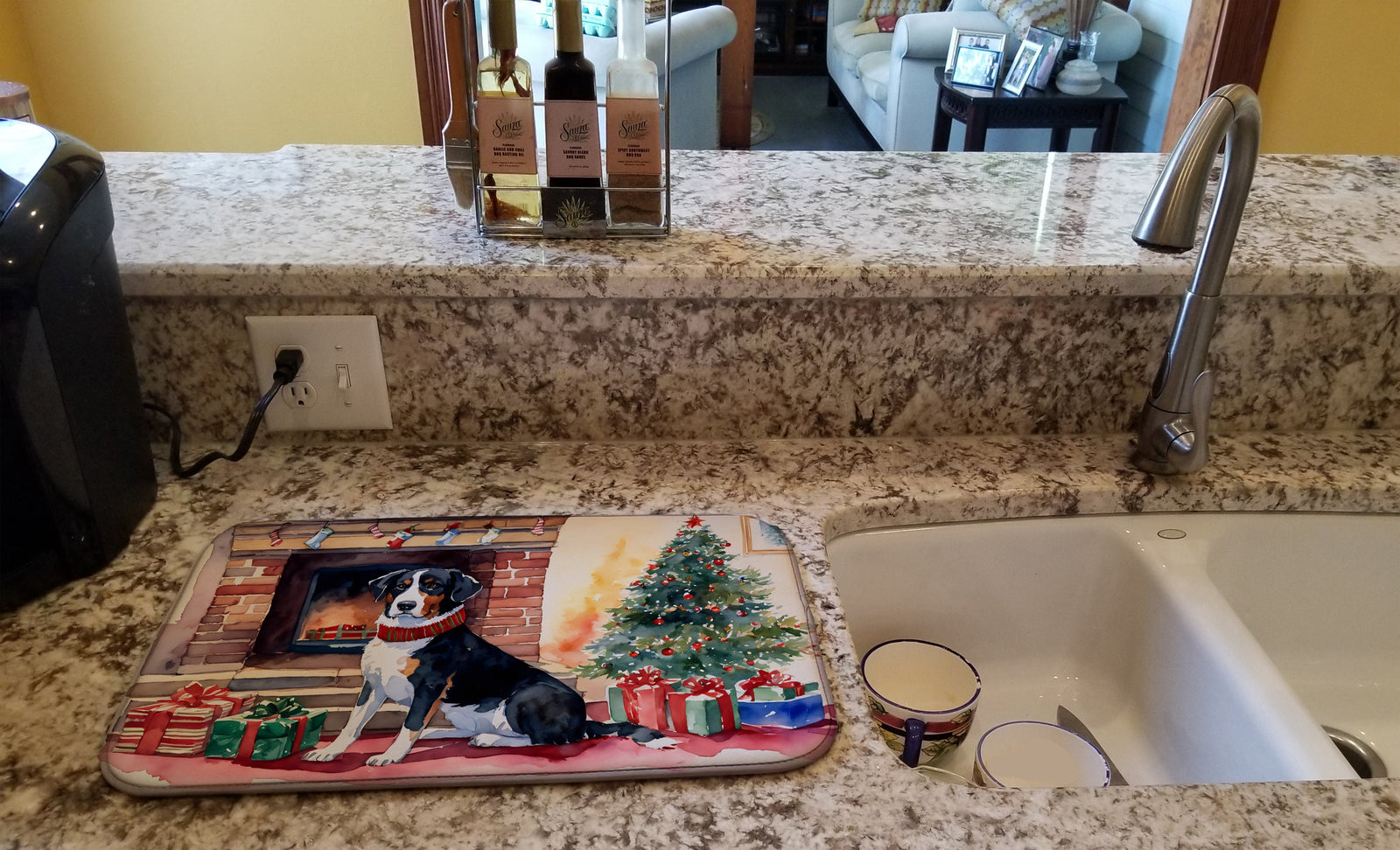 Caroline's Treasures Appenzeller Sennenhund Cozy Christmas Dish Drying Mat