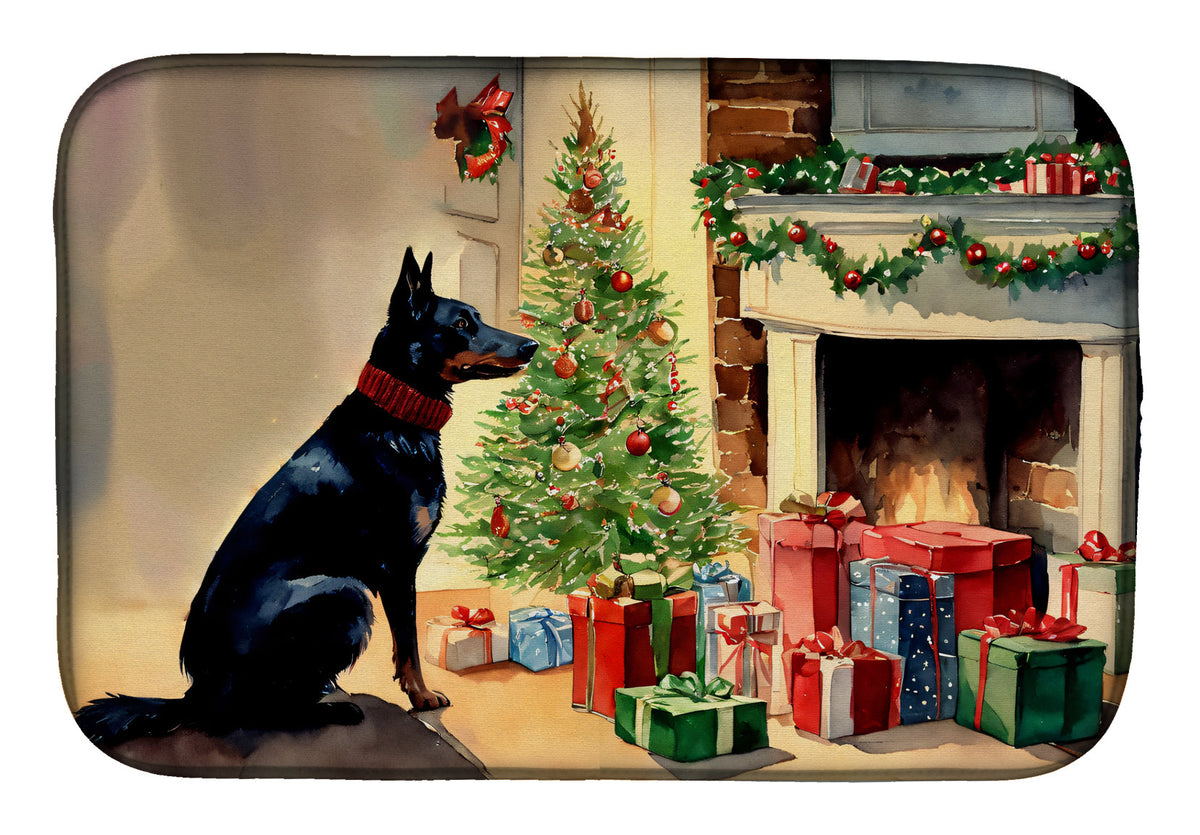 Caroline's Treasures Australian Kelpie Cozy Christmas Dish Drying Mat