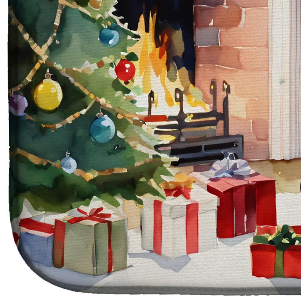 Caroline's Treasures Boston Terrier Cozy Christmas Dish Drying Mat