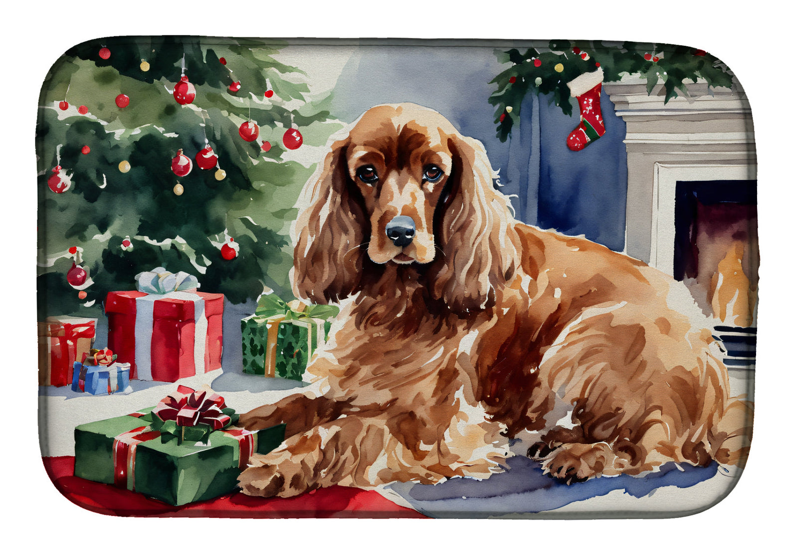Caroline's Treasures Cocker Spaniel Cozy Christmas Dish Drying Mat