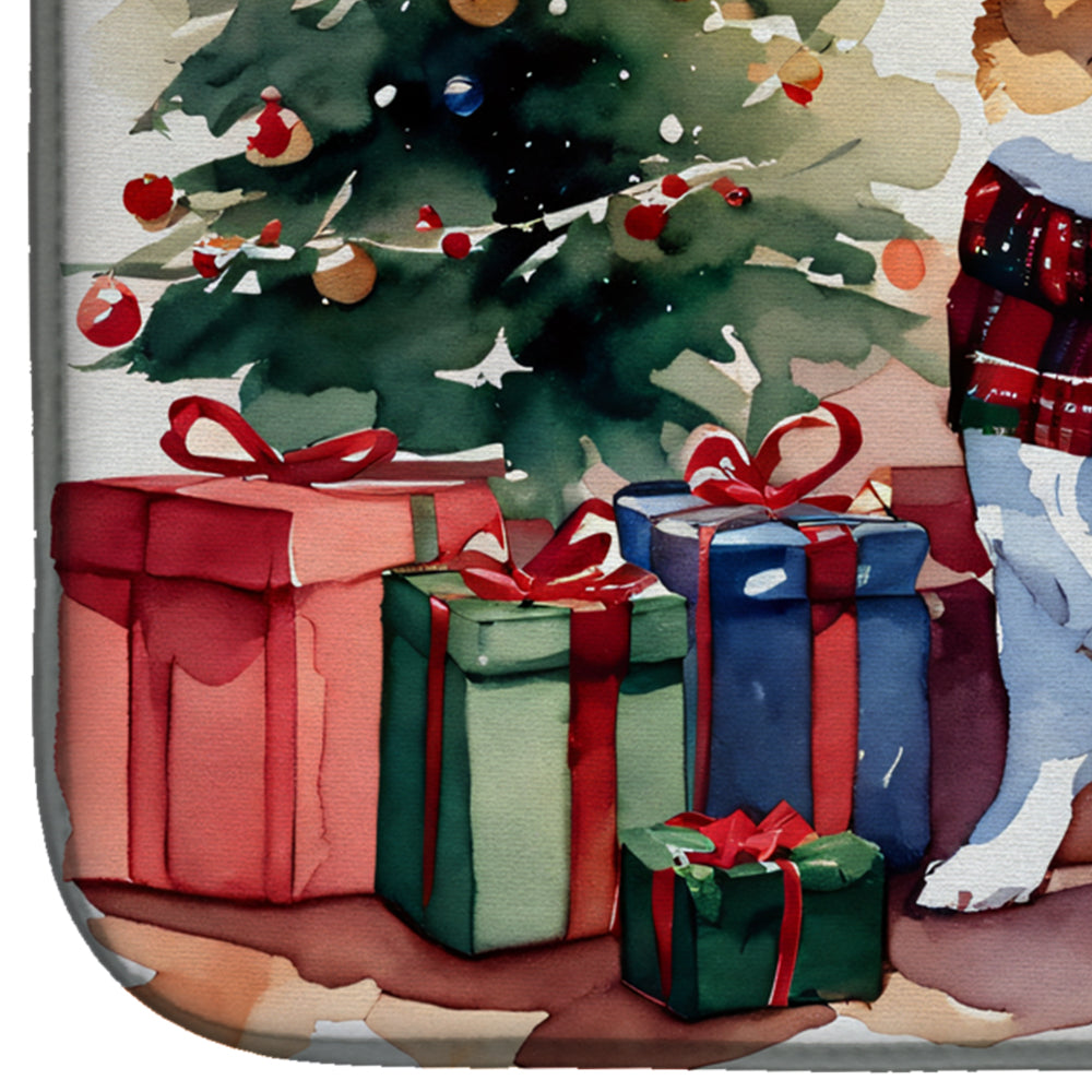 Caroline's Treasures Corgi Cozy Christmas Dish Drying Mat