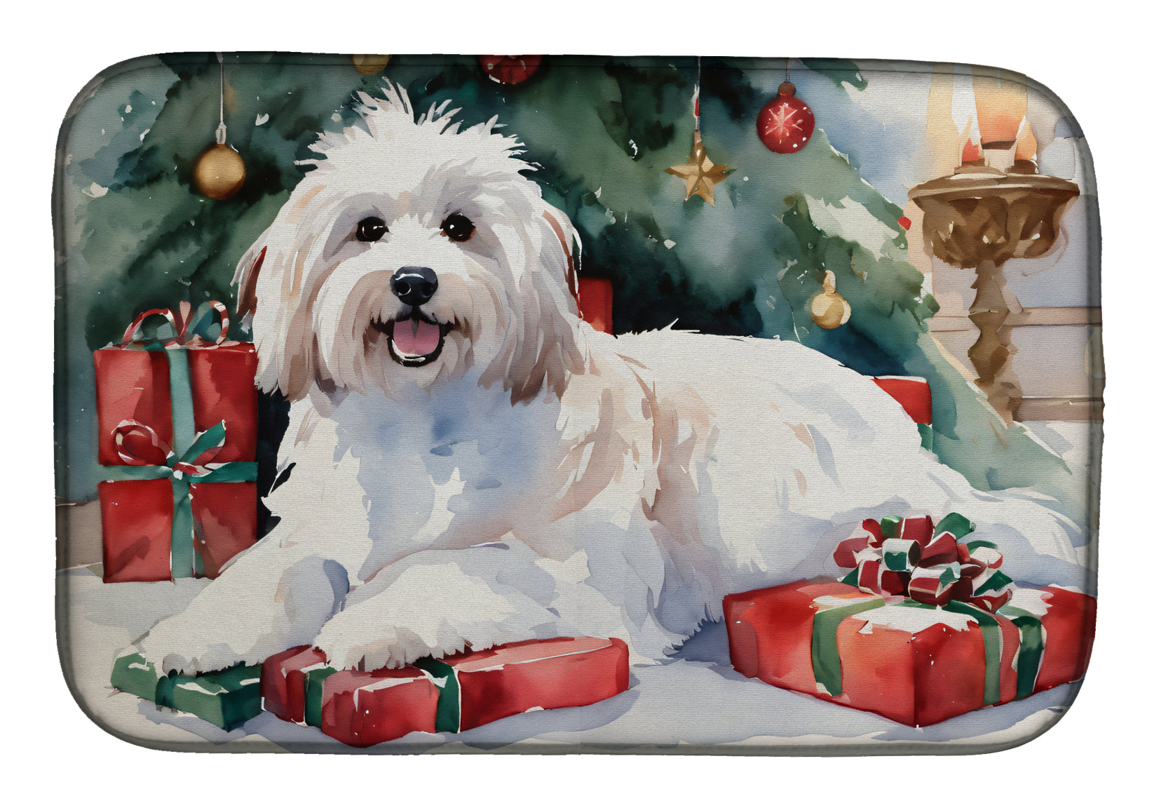 Caroline's Treasures Coton De Tulear Cozy Christmas Dish Drying Mat