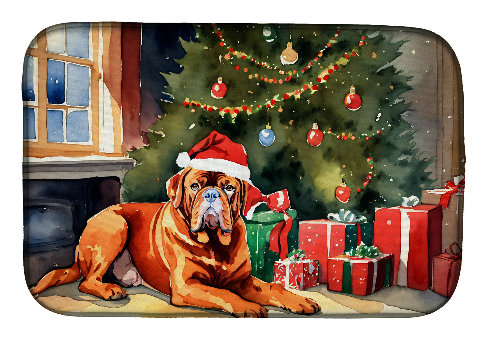 Caroline's Treasures Dogue de Bordeaux Cozy Christmas Dish Drying Mat