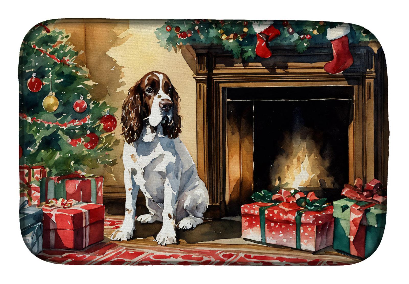 Caroline's Treasures English Springer Spaniel Cozy Christmas Dish Drying Mat
