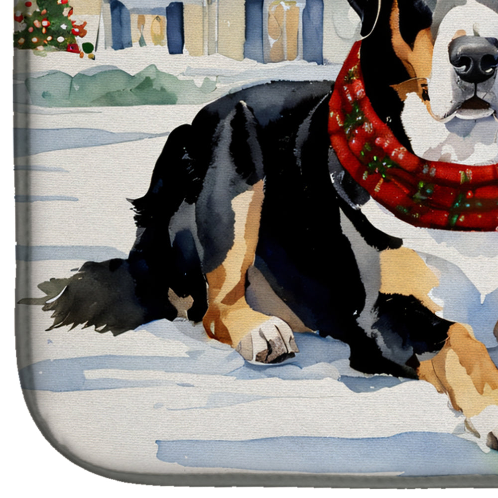 Caroline's Treasures Entlebucher Mountain Dog Cozy Christmas Dish Drying Mat