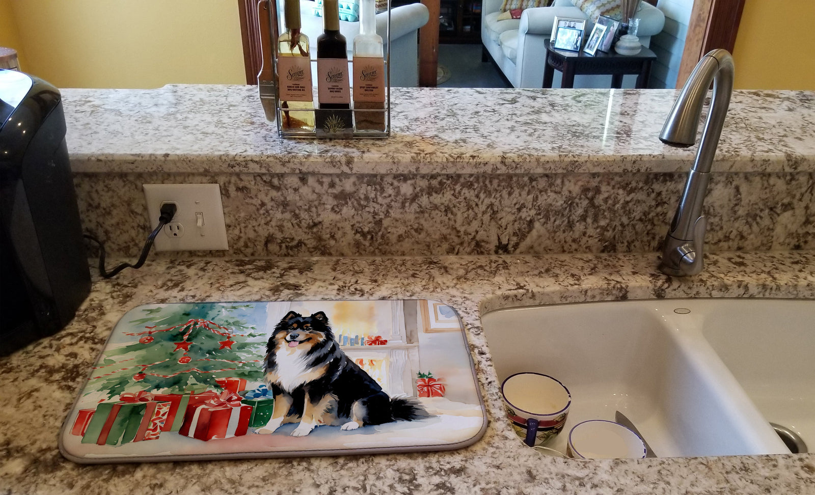 Caroline's Treasures Finnish Lapphund Cozy Christmas Dish Drying Mat