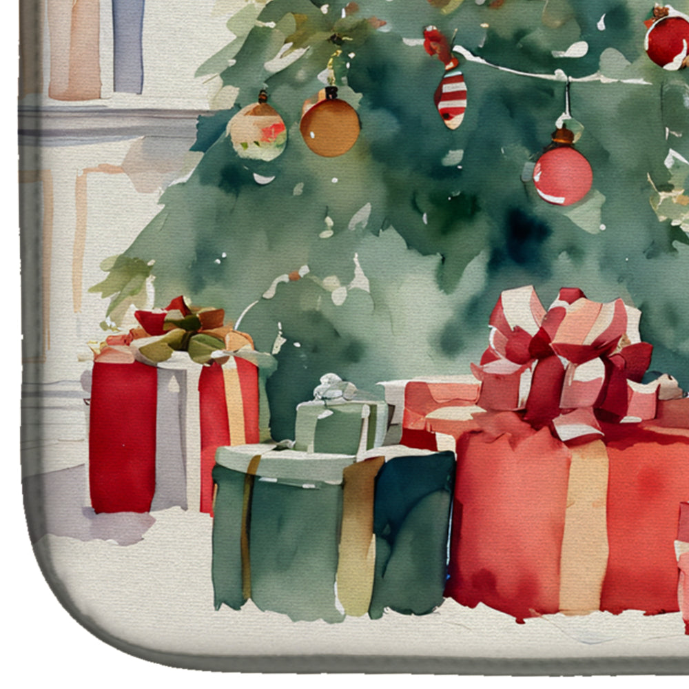 Caroline's Treasures Golden Retriever Cozy Christmas Dish Drying Mat