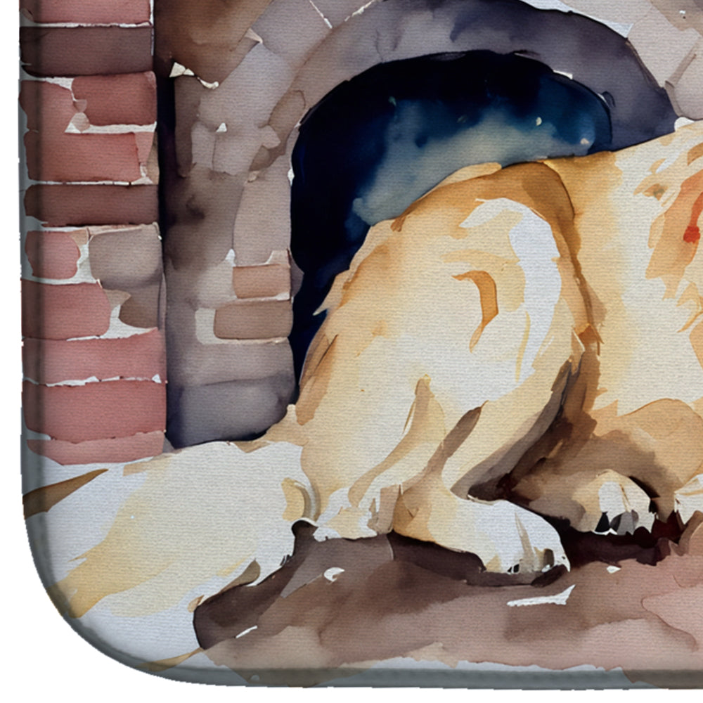 Caroline's Treasures Golden Retriever Cozy Christmas Dish Drying Mat