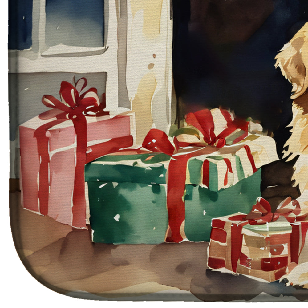 Caroline's Treasures Golden Retriever Cozy Christmas Dish Drying Mat