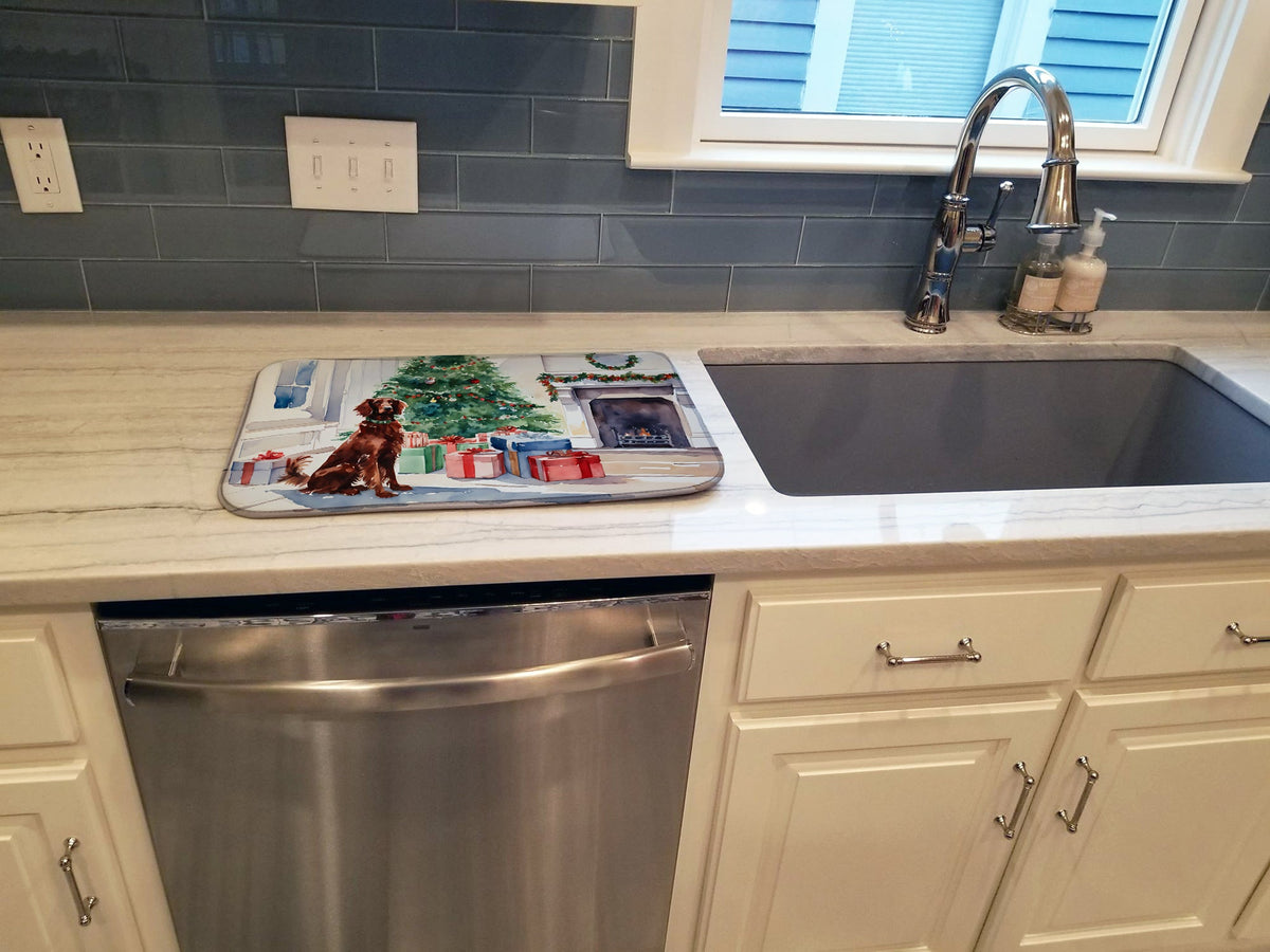 Caroline's Treasures Irish Setter Cozy Christmas Dish Drying Mat