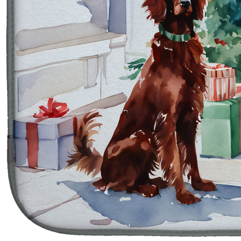Caroline's Treasures Irish Setter Cozy Christmas Dish Drying Mat