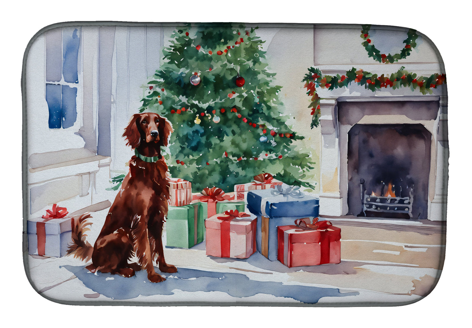 Caroline's Treasures Irish Setter Cozy Christmas Dish Drying Mat