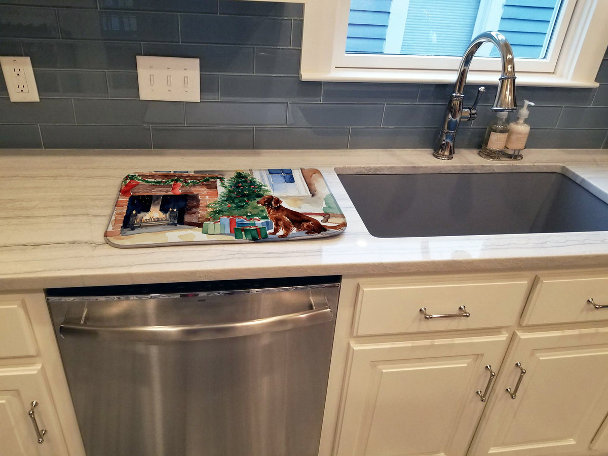 Caroline's Treasures Irish Setter Cozy Christmas Dish Drying Mat