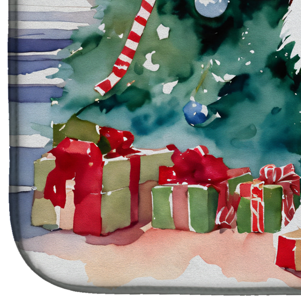 Caroline's Treasures Japanese Spitz Cozy Christmas Dish Drying Mat