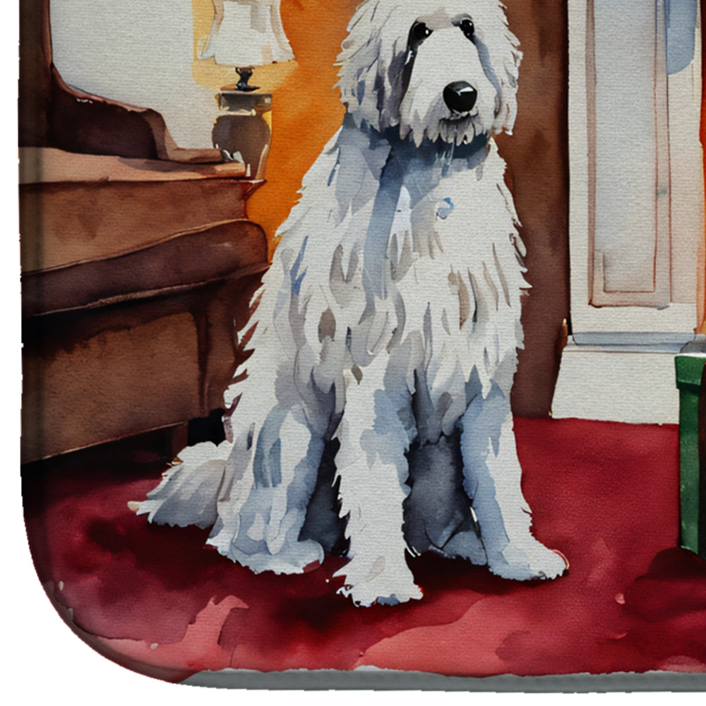 Caroline's Treasures Komondor Cozy Christmas Dish Drying Mat