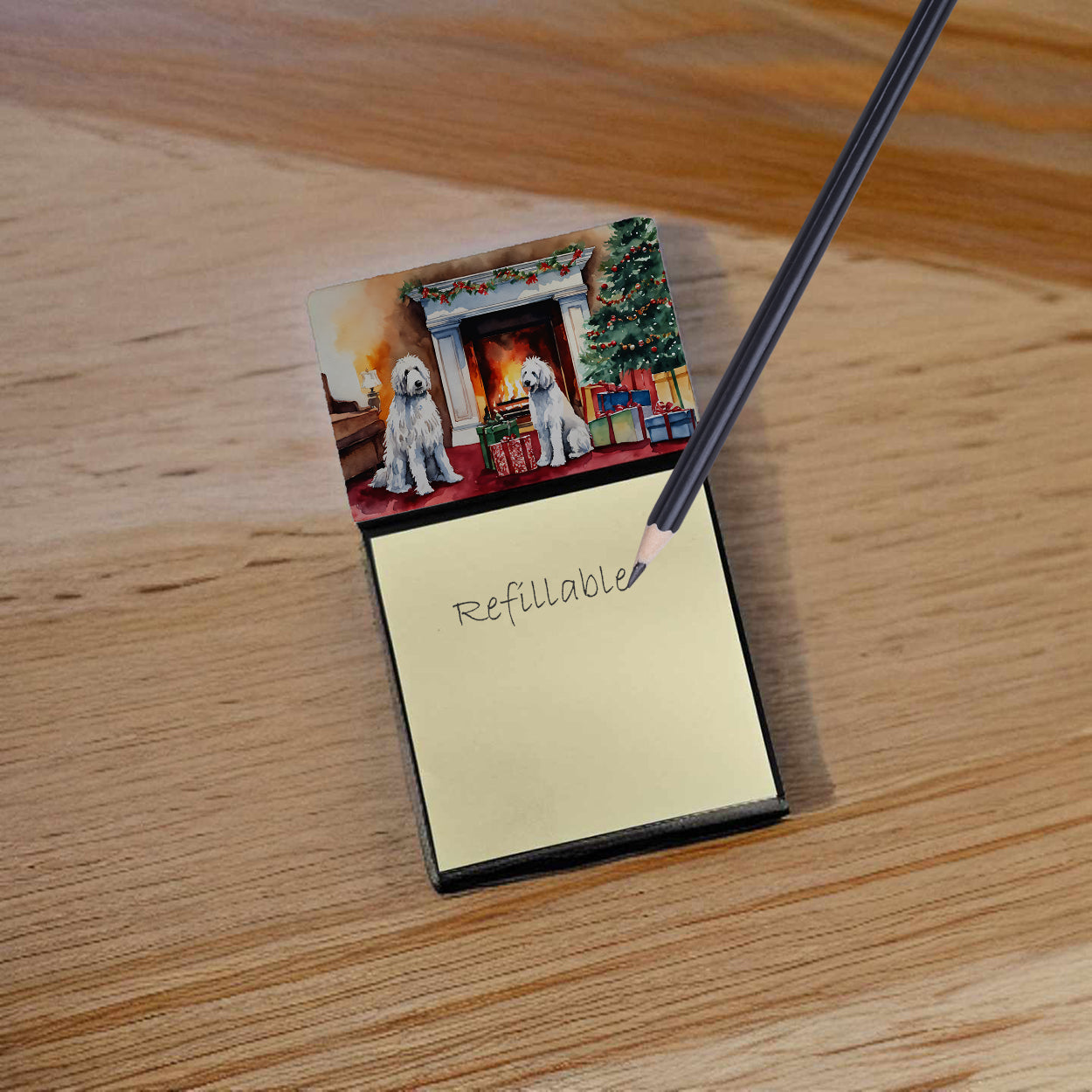 Komondor Cozy Christmas Sticky Note Holder