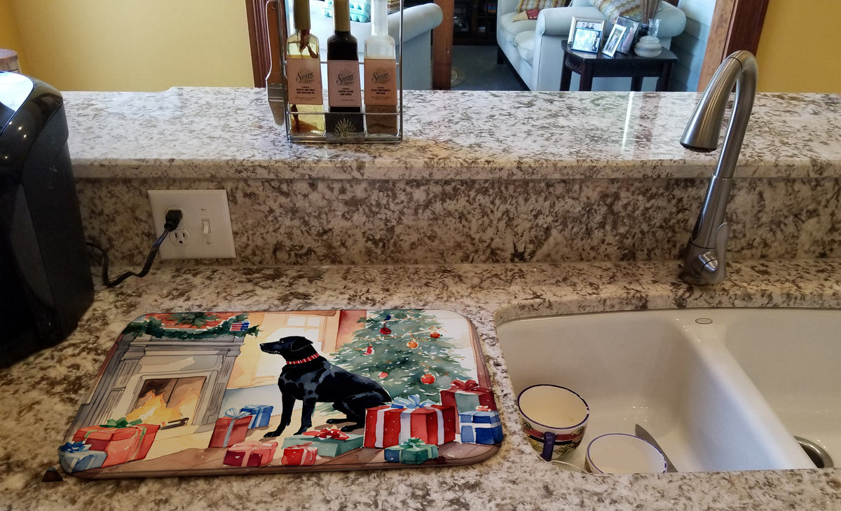 Caroline's Treasures Labrador Retriever Cozy Christmas Dish Drying Mat