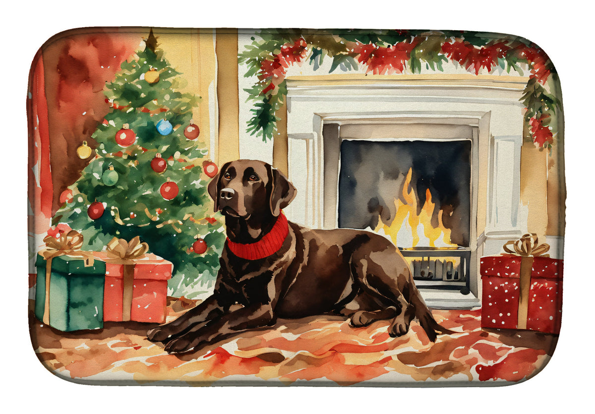 Caroline's Treasures Labrador Retriever Cozy Christmas Dish Drying Mat