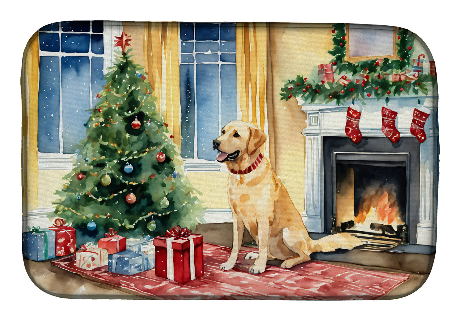 Caroline's Treasures Labrador Retriever Cozy Christmas Dish Drying Mat