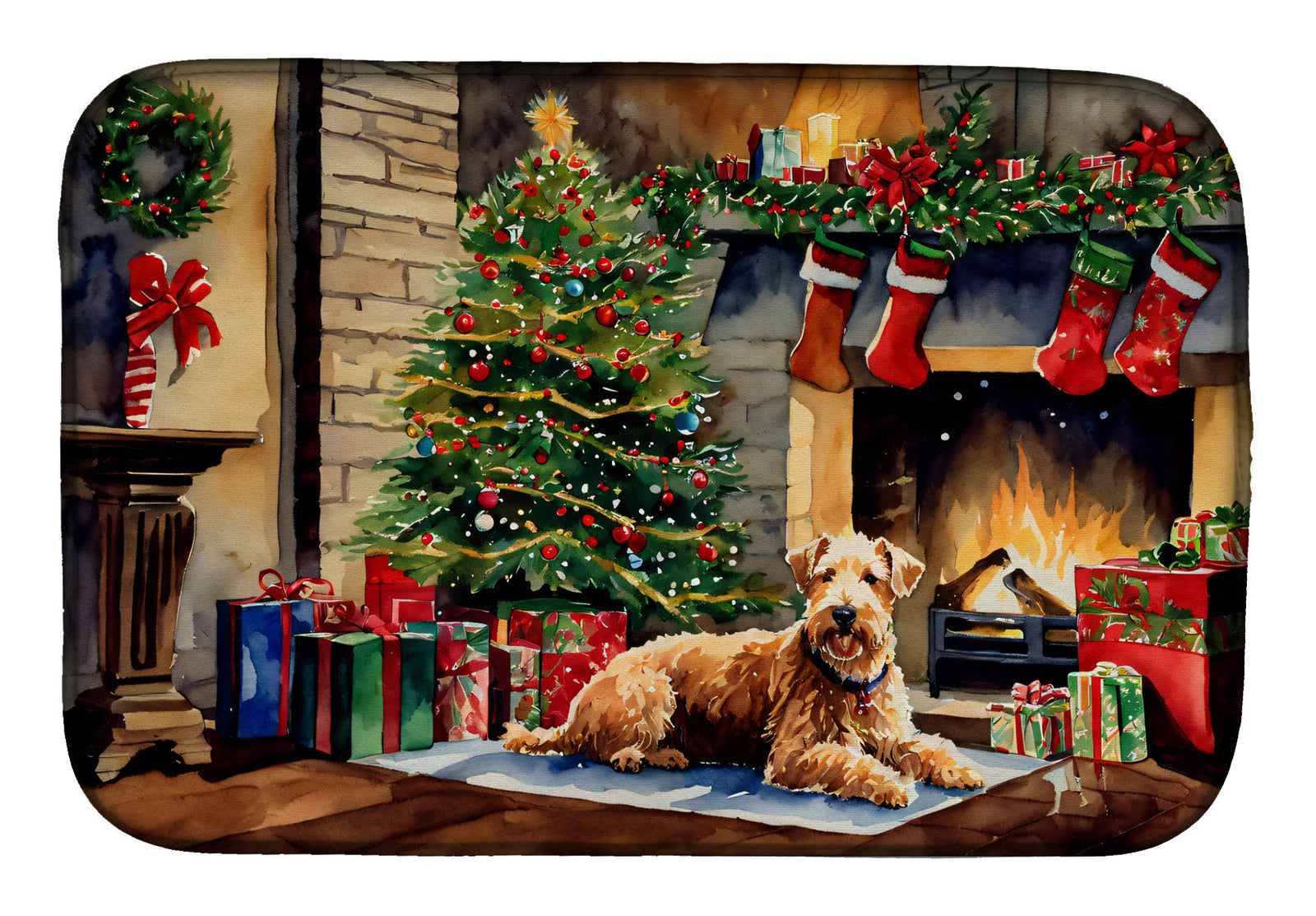 Caroline's Treasures Lakeland Terrier Cozy Christmas Dish Drying Mat