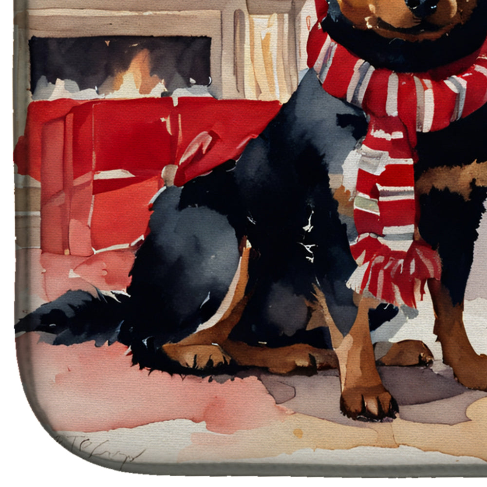 Caroline's Treasures Lancashire Heeler Cozy Christmas Dish Drying Mat