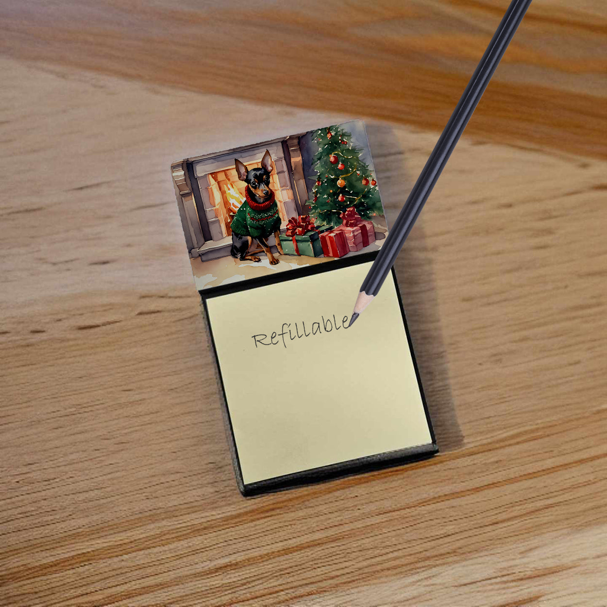 Miniature Pinscher Cozy Christmas Sticky Note Holder