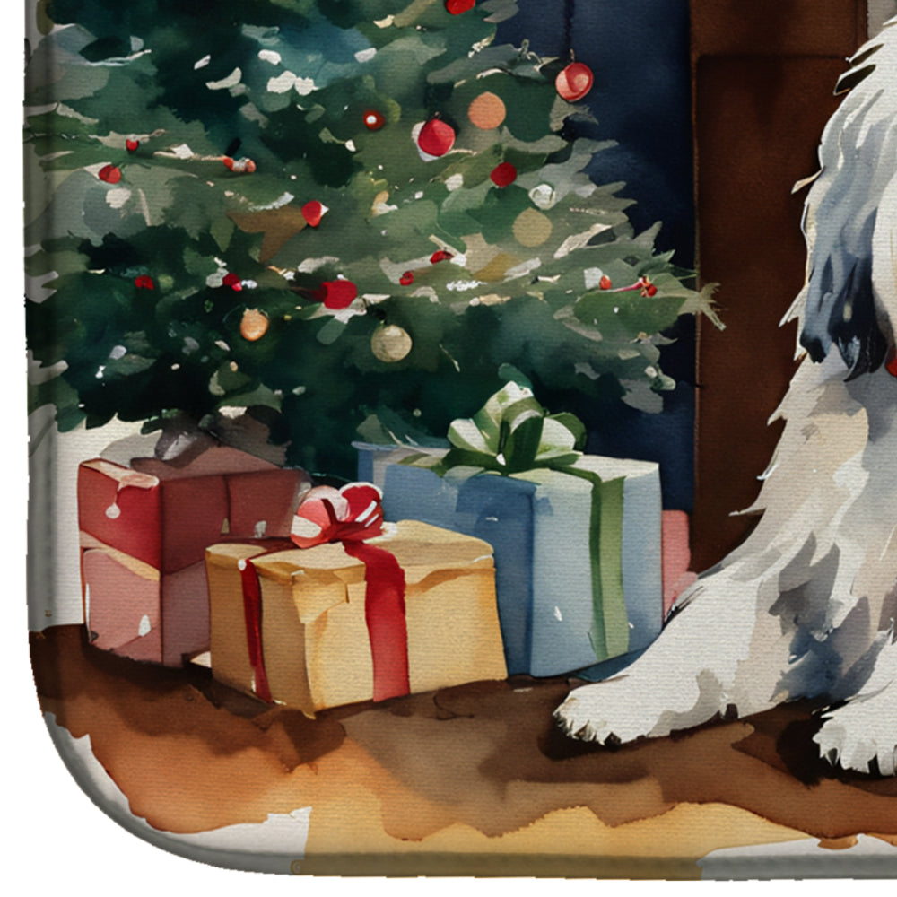 Caroline's Treasures Old English Sheepdog Cozy Christmas Dish Drying Mat