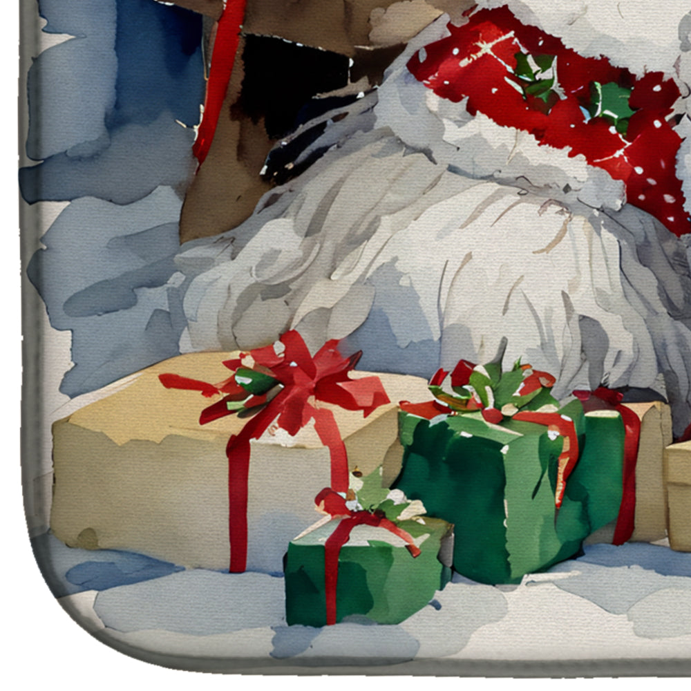 Caroline's Treasures Old English Sheepdog Cozy Christmas Dish Drying Mat