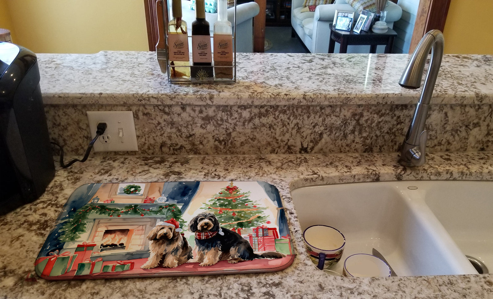 Caroline's Treasures Otterhound Cozy Christmas Dish Drying Mat