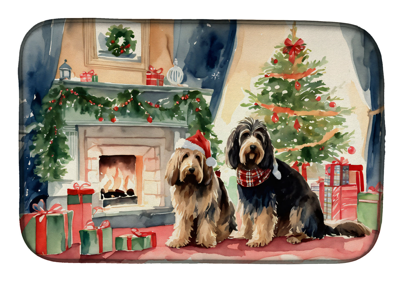 Caroline's Treasures Otterhound Cozy Christmas Dish Drying Mat